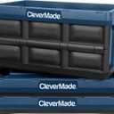CleverMade Collapsible Storage Bins 32L 3 Pack Heavy Duty Foldable Storage Bins with Built-In Handles for Garage Storage and Home Organization - Ocean