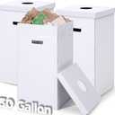 3 Pcs Cardboard Trash Cans with Lid Disposable and Reusable Corrugated Cardboard Trash Cans Recycling Bins Bulk with 6 Garbage Bags White Rubbish Boxes for Parties Events(30 Gallon)
