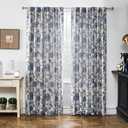 DriftAway Linen Floral Paisley Navy Blackout Curtains for Living Room Bedroom 84 Inch Length 2 Panels Lined Back Tab Rod Pocket Window Drapes Thermal Farmhouse Country Jacobean Curtains