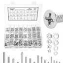 Mr. Pen- Nuts and Bolts Assortment Kit, 900 pcs, Stainless Steel, Phillips Flat Head Assorted Nuts and Bolts, Nut Bolt and Washer Assortment (900 pcs,#4-40,#6-32,#8-32,#10-24)