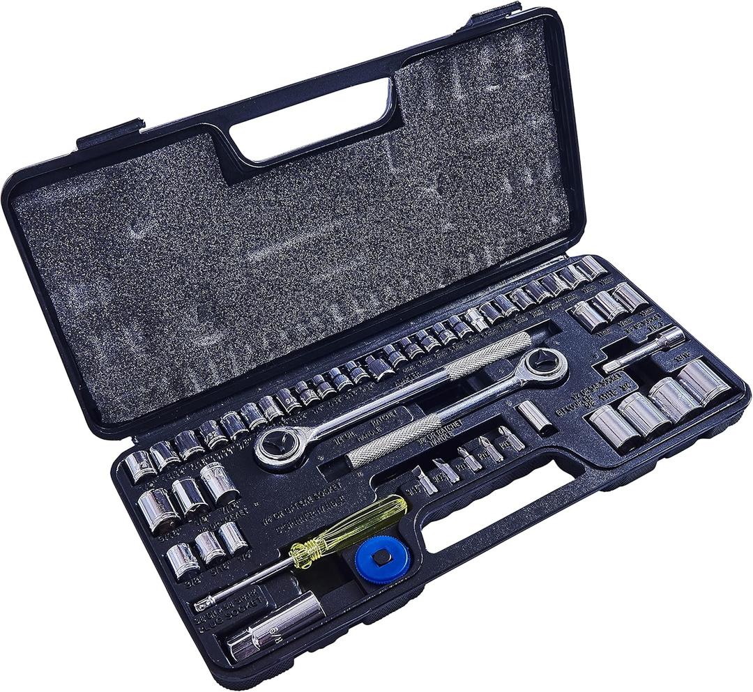 Amtech I0150 Socket Set, 52-Piece Mechanics Tool Kit, Strong Chrome Plated Steel Plus Handy Storage Case