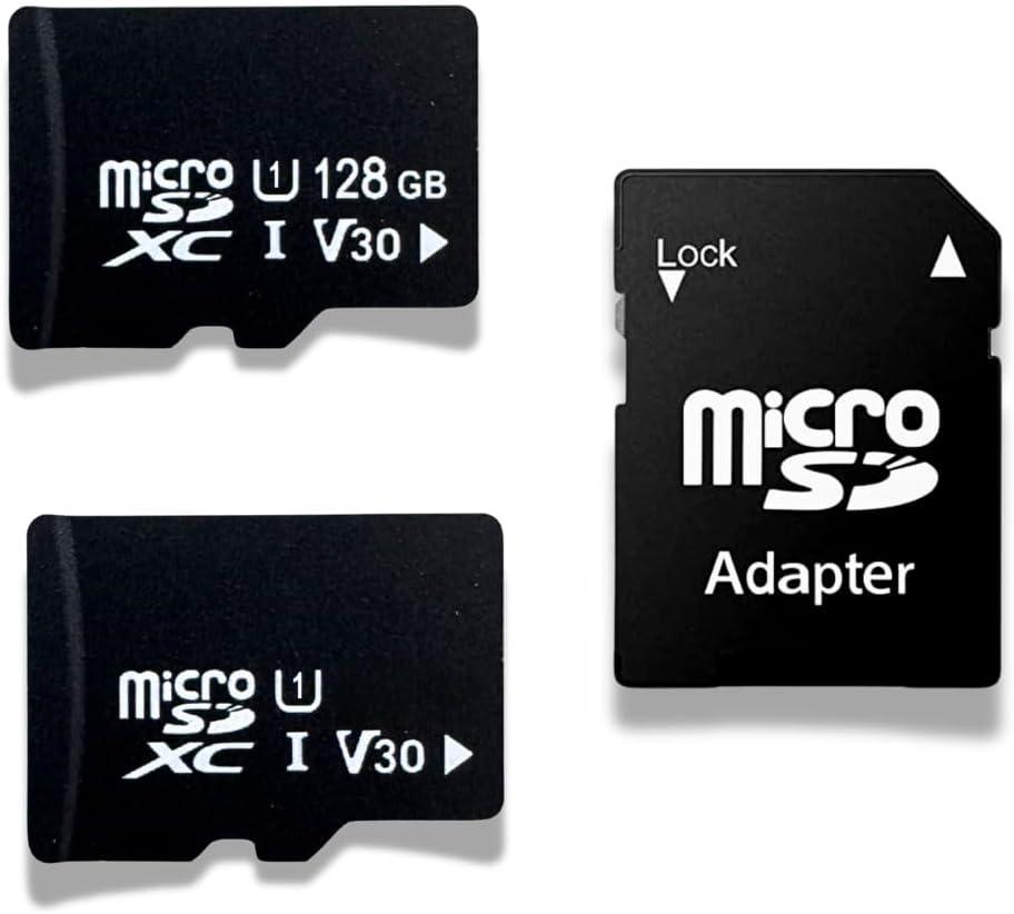 Micro SD Card, Dual Memory Pack  U1-128GB + One Extra (16~128gb) + One SD Adapter, Class 10 (128GB, +4GB)