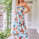 GRACE KARIN Women Strapless Dress Casual Loose Ruched Long Maxi Dress with Pockets (L)