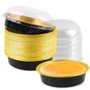 25 Pack Disposable 4 Inch Mini Pie Tins with Lids 8 Oz Golden Aluminum Pie Pan Tins for Baking Tarts, Cakes, and Quiche Ideal for Parties and Weddings-Black