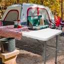 Folding Table 4ft Heavy Duty Folding Tables Indoor Outdoor Plastic Dining Table Portable Folding Square Card Table w/Handle for Picnic, Party, Camping (4 FT)