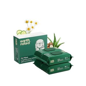 Earth Rated Pet Wipes for Dogs and Cats, Hypoallergenic, Cleaning and Hydrating, for Grooming Paws, Body and Butt, Unscented, 400 Count