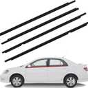 4Pcs Window Moulding Trim Weatherstrip Window Seal Belt Compatible with 2003 2004 2005 2006 2007 2008 Toyota Corolla Replaces 75730-02180 75710-02200 75740-02180 75720-02200