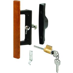 Prime-Line C 1132 Patio Door Internal Style Door Handle, Black, Keyed, 3-15/16 In. Hole Centers (Single Pack)