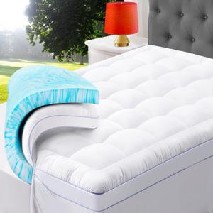 ABENE 3 Inch Memory Foam Mattress Topper, 2 Inch Memory Foam Plus 1 Inch Down Alternative Pillowtop Mattress Pad, with Bedside Pocket, Support for Back Pain - Queen (White (Upgraded))