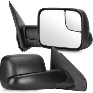 Youxmoto Towing Mirrors Fits 02-08 for Dodge Ram 1500, 03-09 for Dodge Ram 2500/3500 Pickup Truck 2002 2003 2004 2005 2006 2007 2008 2009, Tow Mirrors Heated, Manual Folding/Flip Up