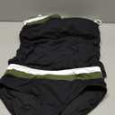 Daci Bandeau Tankini Swimsuits for Women - Two Piece Ruched Tummy Control Bathing Suit Strapless Swimwear with Bottom (Medium, Black Color Block)