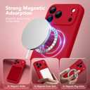 Magnetic for iPhone 17 Pro Case, Compatible with MagSafe, [Full Camera Protection][Screen Protector] Silicone Shockproof Protective Phone Case for iPhone 17 Pro 6.3", Deep Red