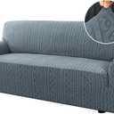 H.VERSAILTEX Stretch Sofa Slipcovers Soft Sofa Covers Washable 1 Piece Sofa Covers with Elastic Bottom for Kids,Dog Upgrade Thick Jacquard Fabric with Spiral Pattern(58"×70", Stone Blue)