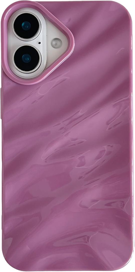 Caseative for iPhone 16 Case,Water Ripple Pattern Curly Wave Shape Soft Phone Case (Purple)
