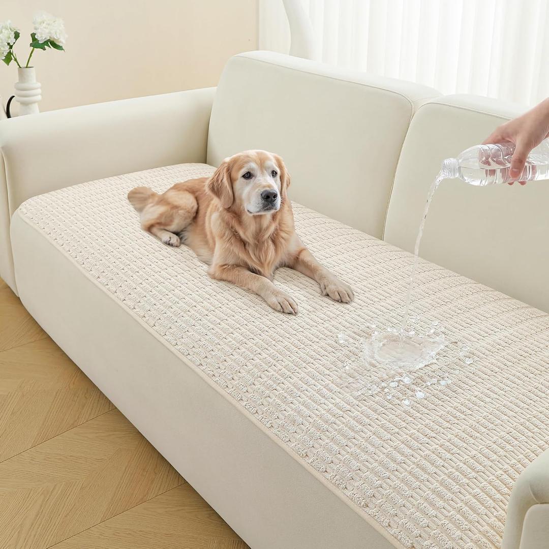 Waterproof Couch Cover for Dogs Washable, Non Slip Back Sectional Sofa Covers for 3 Cushion Couch Pet Friendly, Soft Dog Bed Cover. (Cream White, 30" x 70")