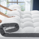 4 Inch Memory Foam Mattress Topper, Cooling Extra Thick 2000 GSM Pillow Top Mattress Pad for Back Pain Relief,Soft Breathable Mattress Cover for Fluffy Shredded Memory Foam Filled 