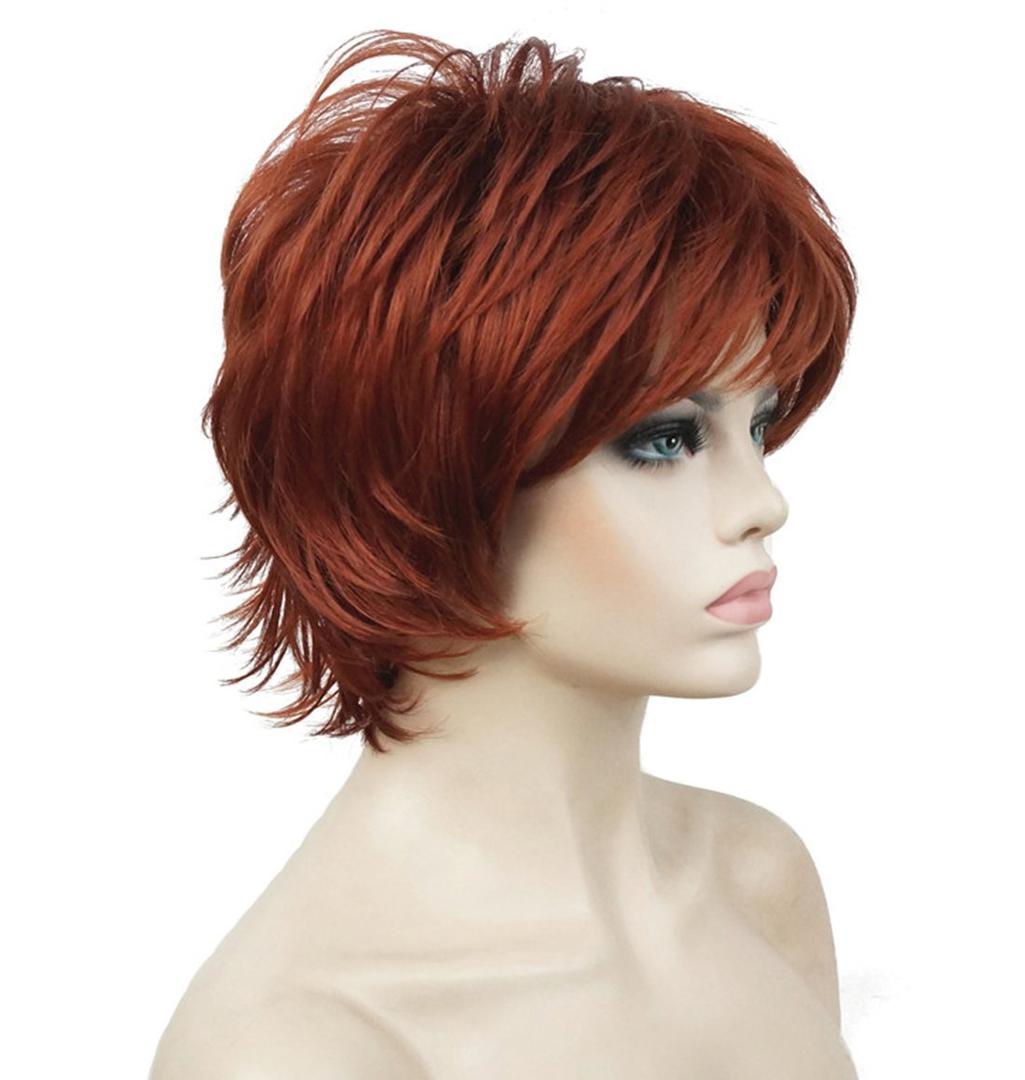 Lydell Short Layered Shaggy Wavy Full Synthetic Wigs 130 Copper Red