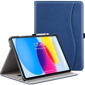 ZtotopCases for iPad (A16) 11th Generation Case 11 inch (2025), iPad 10th Generation Case 10.9 Inch 2022, Premium PU Leather Business Folio Stand Cover with Slot, Auto Wake/Sleep, Multi 4 Angles, Blue