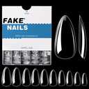 INFELING Almond Nail Tips - 500Pcs Almond Full Cover Nails for Acrylic Nails Professional, Clear Fake Nails with Box for Nail Salons and DIY Nail Art, 10 Size Pack of 2