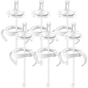 Straw Sippy Cup Conversion Kit for Philips Avent Natural Baby Bottles, Soft top and Weighted Transition Cup Kit with Handles, Pack of 6
