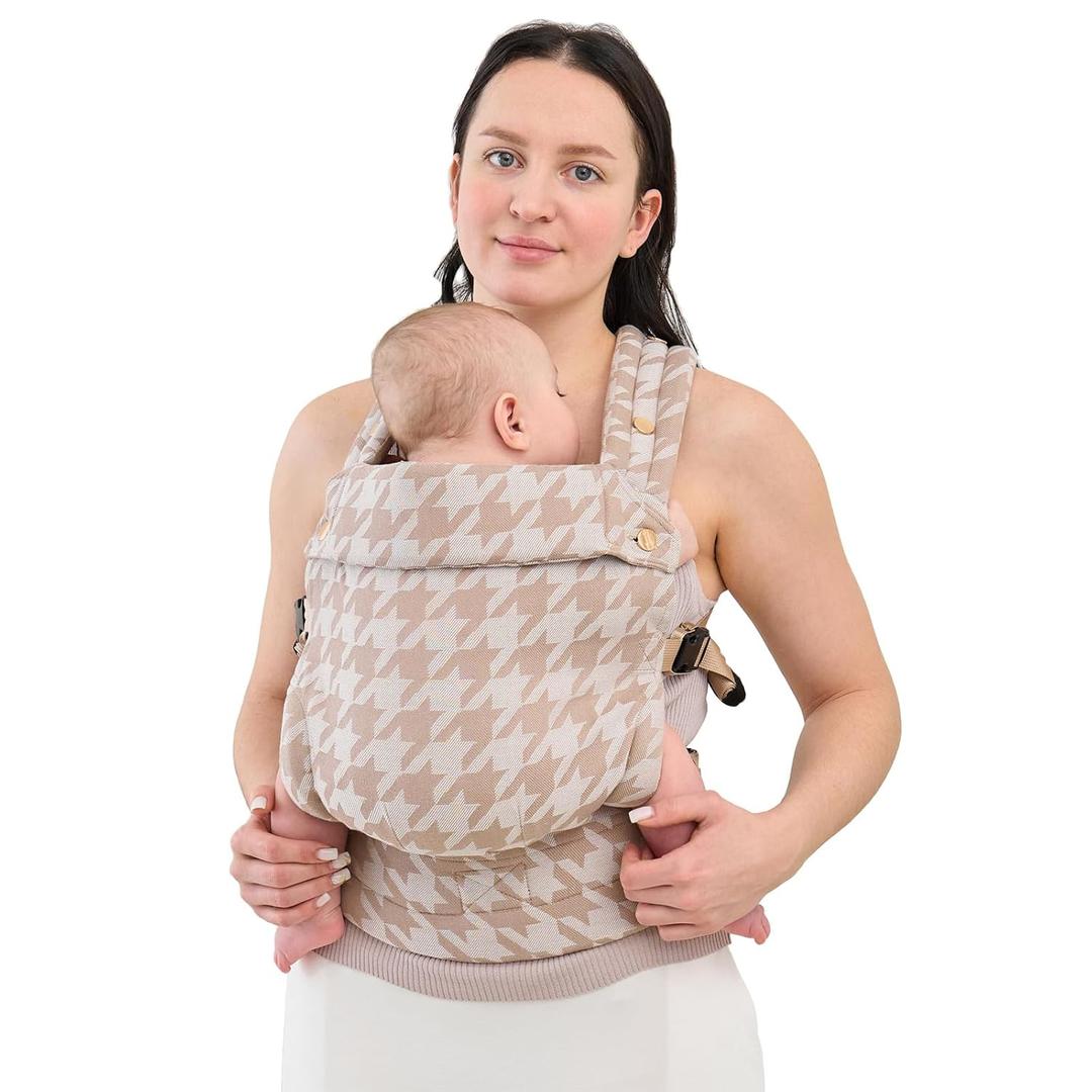 AUYEAZGO Baby Carrier for Newborn to Toddler, Woven Fabric, Jacquard Weave 100% Cotton, Compact, Adjustable and Ergonomics Infant Carrier with Lumbar Support, 7-44 pounds, Houndstooth