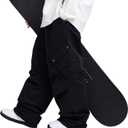 SNOWVERB Women Men Casual Ski Baggy Cargo Loose Fit Waterproof Snow Pants Fashion Streetwear Warm Snow Pants (Black, Small)