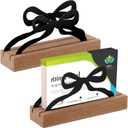 2 Pcs Bow Business Card Holders for Desk Wood&metal Black Cute Bow Aesthetic Business Card Display Stands for Women Office Home Desktop Tabletop
