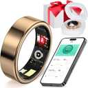 Smart Ring Fitness Tracker Ring for Men Women - Health Sleep Heart Rate Step Blood Oxygen Blood Pressure Tracker, IP68, No App fee, Remote Photography, Utra Battery Life, Family Care (8# 18.14mm)