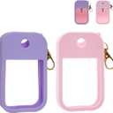 2 Sets Silicone Case Compatible with Touchland Hand Sanitizer Spray 1 FL. OZ./30 mL, Stylish Hand Sanitizer Mist Accessory with Portable Keychain (Pink, Purple)