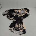 CHICME Women's Outfits 2025 Abstract Print Batwing Sleeve V Neck Top with High Slit  M