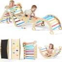 Duwenem Pikler Triangle Set, 10in1 Toddler Climbing Toys Indoor, Montessori Kids' Indoor Climbers & Play Structures with Arch&Ramp&Ladder, Indoor Baby Climber for Montessori Toys