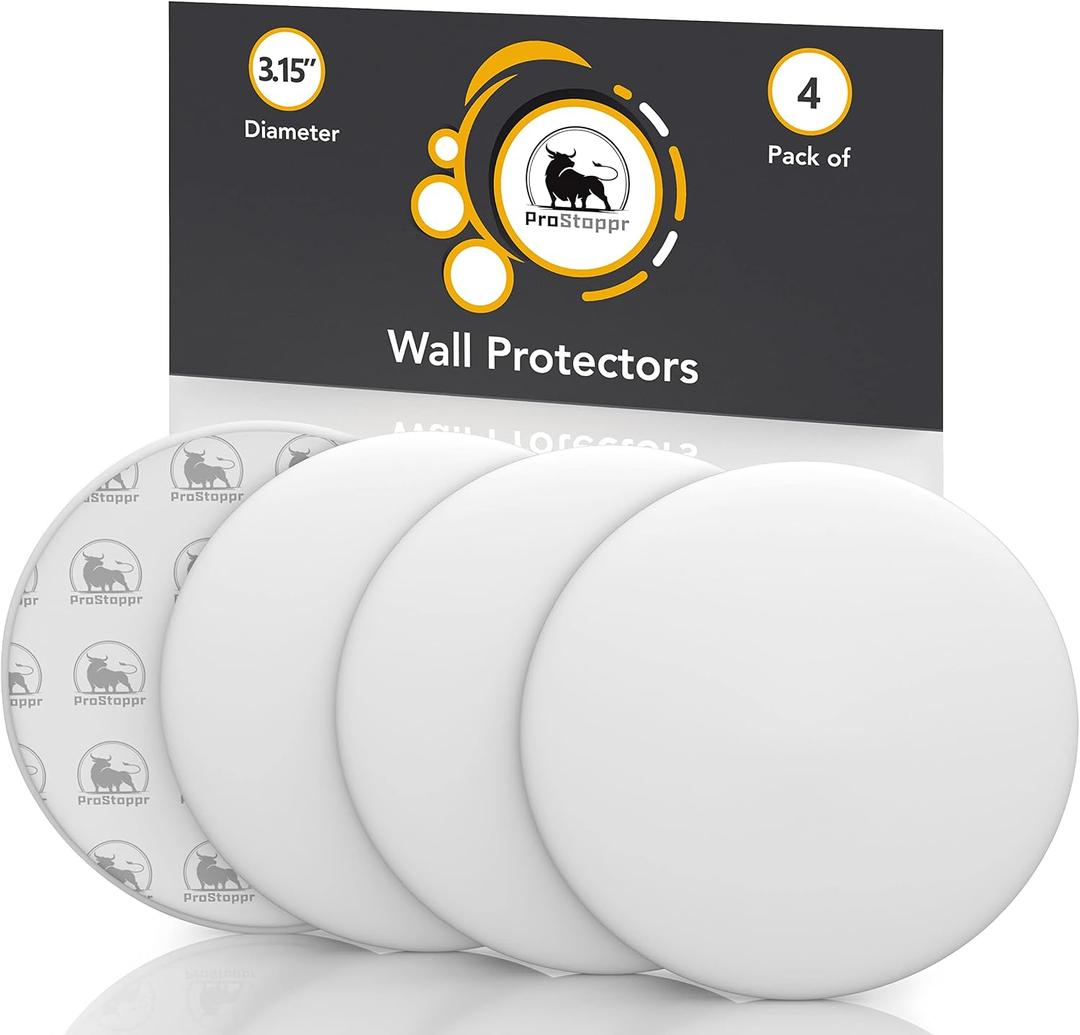2 x Door Stoppers - Large 3.15" (4 PCS) - Door Stoppers for Wall with Strong Back Adhesive - Quiet and Shock Absorbent Silicone Wall Protectors from Door Knobs - Protects Every Surface - White