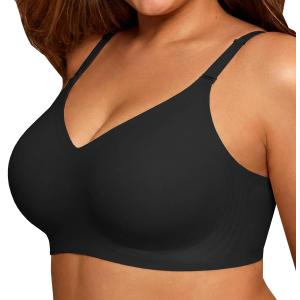COCOMARTS Jelly Bras for Women No Underwire Push Up Seamless Supportive Plunge Bra Full Coverage Comfortable Bralettes (Medium, Black)
