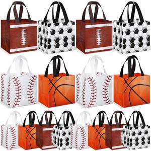 Kigeli 60 Pcs Sports Party Favor Bags Sport Gift Bags Ball Wrap Non Woven Treat Bag with Handles Sports Themed Party Favors