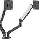 Dual Monitor Arms for Desk up to 32 inches,Dual Monitor Stand with Gas Spring System,Each Arm Holds Max 22lbs,Monitor Mount for 2 Monitors, VESA 75x75 100x100 with C-clamp& Grommet, Black