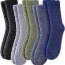 MQELONG Fuzzy Socks for Men & Women Cozy Fluffy Winter Warm Slipper Socks Microfiber Soft Home Sleeping Socks (Light Gray/Blue/Green/Black/Dark Gray)