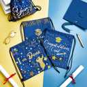 2 x Amylove 16 Pcs Graduation Gift Bags with Drawstrings Grad Party Favor Graduation Gift Drawstring Bag for College High School Party Supplies, 9 x 12 Inch (Blue)