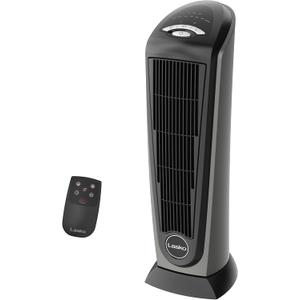 Lasko 1500W Ceramic Tower Space Heater with Remote, Thermostat, Timer & Widespread Oscillation, Portable Electric Heater for Indoor Use, Bedroom & Living Room, 751320 (Grey/Black)