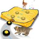 Interactive Cat Toys for Indoor Cats, Electric Cat Ball Fast Rolling in Pouch, Motion Activated Chirping Cat Toy, Hide and Seek Cat Toy with LED Light (Yellow)