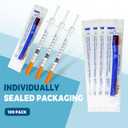 1ml/cc Syringe 29G 1/2 Inch 13mm, Lab Tools Individual Package 100 Pack