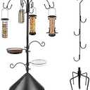 Bird Feeding Station Kit Bird Feeder Pole Wild Bird Feeder Kit with Squirrel Baffle and Suet Cage Mesh Tray Fruit Hook Double W Hook for Attracting Wild Birds