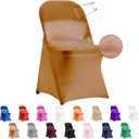 36 PCS Waterproof Stretch Spandex Folding Chair Covers, Dining Room Chair Slipcovers Protector for Wedding, Banquet, Party, Holidays, Celebration and DecorationGold