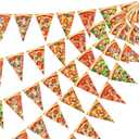HESTYA 5 Pcs 49 Ft Pizza Party Decorations Pennant Banner Pre-Assembled Pizza Triangle Flag Bunting Garland for Themed Birthday Bachelorette Party Supplies Fast Food Theme Decorations