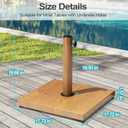 Patio Umbrella Base, 43lbs Outdoor Heavy Duty Square Concrete Stand, Fits 6-12ft Fringe Market Umbrella, Teak Brown