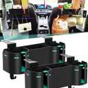 Car Headrest Backseat Cup Holder 3.7" with Organizer, High Capacity 4 in 1 Seat Back Organizer with Headrest Hooks, Multifunctional Storage for Car Travel Accessories Compatible with Most Vehicles (2 PACK, BLACK+MINT GREEN)