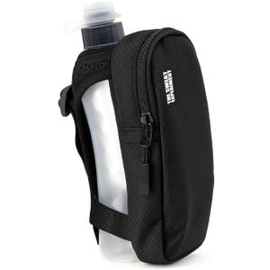 Handheld Running Water Bottle with Large Phone Holder 12oz Grip-Free Hydration Flask with Pocket for Cards & Keys Adjustable Strap for Walking, Running, Hiking