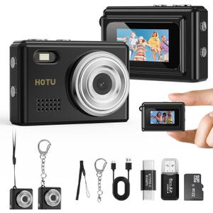 HOTU Mini Keychain Digital Camera, Y2K Pocket-Size Mini Camera, 2MP 1080P Small Camera with 32GB Card, Video Recorder with Long Battery Life for Travel, Party and Vlog (Black)
