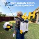 JESIMAIK Battery Powered Backpack Sprayer 4.8 Gallon, 4.0Ah Battery Electric Backpack Sprayer with Telescopic Wand & 5 Nozzles, 120 PSI Handle-Mounted Adjustable Pressure for Weed Lawn Garden