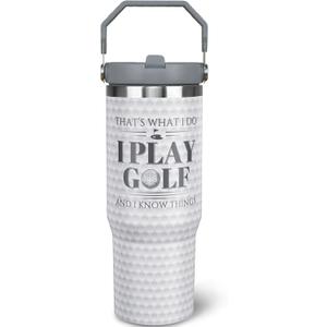 soeufnwhf Golf Gifts For Men Women Golfers 30Oz White Golfs Tumbler With Handle 30 OZ Travel Coffee Mug Water Bottle Stainless Steel Vacuum Insulated