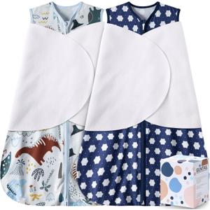 Newborn Sleep Sack Baby Swaddle,3-Way Adjustable Wearable Blanket,100% Rayon Cotton Swaddling sleeping bag. (Dinosaur&Hexagon, 0-3 Months)